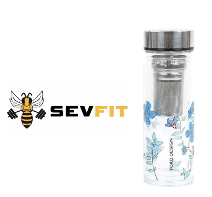 Bee on the Go ✾ Sevfit ✾  Théière Double Paroi   350 ML avec fleurs bleues