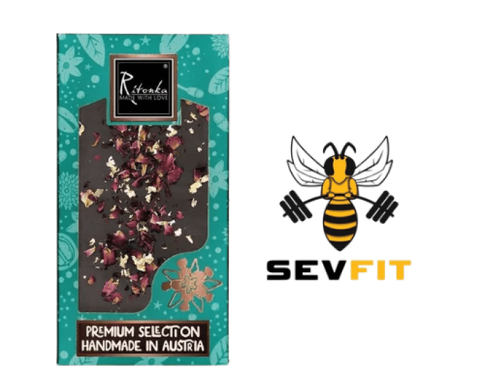 BeeFinest ✾ Sevfit ✾ Ritonka ✾ Chocolat Noir d’Exception – Pétales de Rose & Feuille d’Or 23 Carats