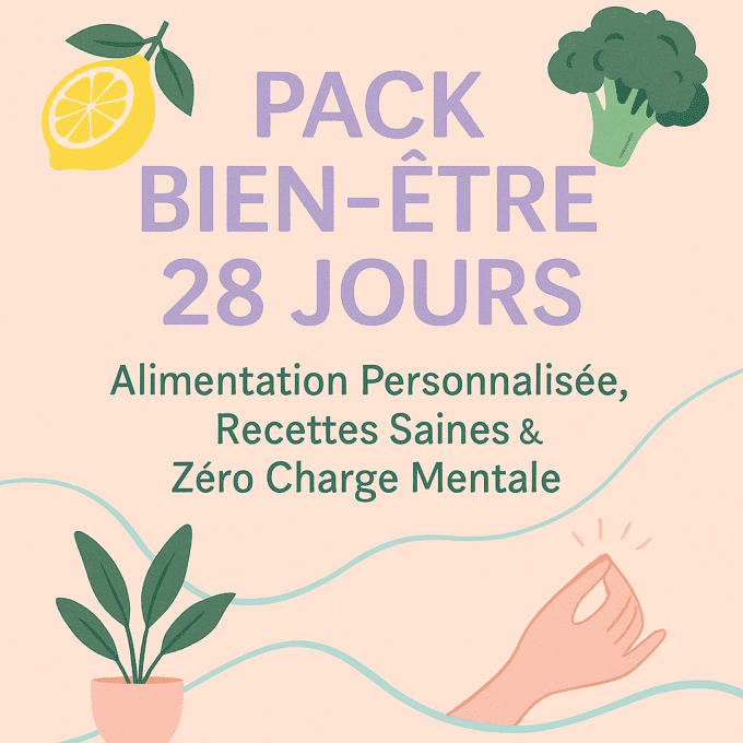 Pack Bien-Être 28 Jours : Alimentation Personnalisée, Recettes Saines & Zéro Charge Mentale